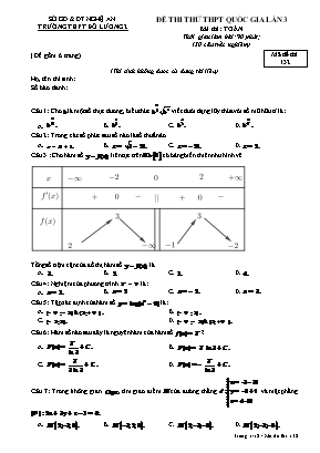 Đề thi thử Tốt nghiệp THPT Quốc gia môn Toán - Lần 3 - Mã đề 132 - Trường THPT Đô Lương 2 (Lời giải chi tiết)